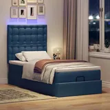 vidaXL Ottoman-Bett mit Matratze Blau 100x200 cm Stoff