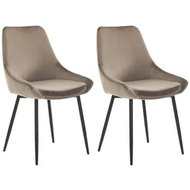 vente-unique Esszimmerstuhl Masurie Samt Taupe