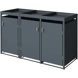 ML-Design Mülltonnenbox 3er mit Pflanzdach für 3 Mülltonnen, 240L 200x80x124cm Anthrazit, Stahl, wetterfest, Abschließbare Mülltonnenverkleidung mit Tür,