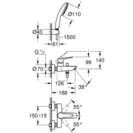 Grohe Eurosmart Einhand-Wannenarmatur Chrom