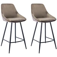 Vente-unique Barhocker 2er-Set - Samt - Taupe - MASURIE
