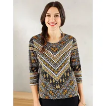 Sieh an! 3/4-Arm-Shirt in schwarz-gelb-gemustert | Gr.: 44