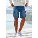 John Devin Shorts Bermuda, kurze Jogger Pants mit Cargotaschen, knielang, elastische Schlupf-Bermuda blau M (48/50)