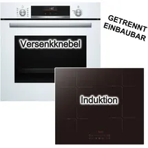 bosch + pkm BOSCH Backofen-Set weiß + PKM Induktionskochfeld Booster Touch Slider