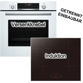 bosch + pkm BOSCH Backofen-Set weiß + PKM Induktionskochfeld Booster Touch Slider