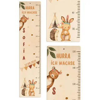 KIDSMOOD - Messlatte Kinder Holz personalisiert Mit Namen für Baby- & Kleinkinderzimmer - Messlatte als Kinderzimmer Wand-Dekoration & Weihnachtsgeschenke Kinder & Babys zum Geburt - Skala 70-140cm