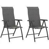 vidaXL Gartenstühle 2 Stk. Klappbar Grau Poly Rattan