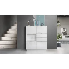 Vladon Highboard 103 x 123 x 37,5 cm Weiß Hochglanz