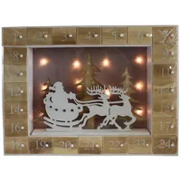 Weihnachten Advent Kalender Aufleuchtend Holz Santa Schlitten Design - Add