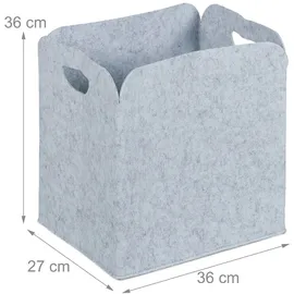 Relaxdays Aufbewahrungskorb 2er Set aus Filz 38 x 39 x 27 cm grau