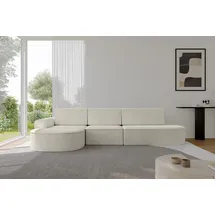 altdecor Eckcouch Cord 5-Sitzer Creme