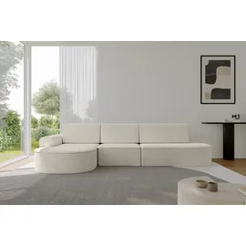 altdecor Eckcouch Cord 5-Sitzer Creme
