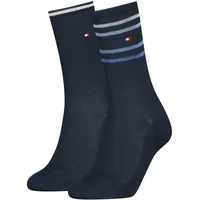 Socken TOMMY HILFIGER, Damen, Gr. 39-42, schwarz (navy), Obermaterial: 66% Baumwolle, 30% Polyamid, 2% Metall, 2% sonstige Fasern, Socken Socken