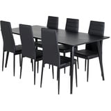 ebuy24 Dipp180x90BLBL Essgruppe Esstisch schwarz und 6 Slim High Back Esszimmerstühle PU Kunstleder schwarz.