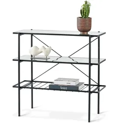 Tchibo - Konsole - 90x39,5x85cm - schwarz - Stahl / Glas / Glas