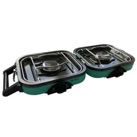 Premium Outdoor- und Camping-Gaskocher 2-flammig klappbar inkl. Grillplatte