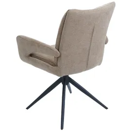 Mendler 6er-Set Esszimmerstuhl HWC-O78, Küchenstuhl, drehbar Auto-Return, Stoff/Textil Chenille (310g/m2) Öko-Tex ~ hellbraun