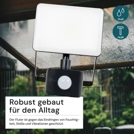LUXULA LED Außenstrahler Aluminium 20 W 4000 K 2000 lm inkl. Bewegungsmelder schwarz