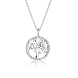 Elli Halskette Damen Lebensbaum Anhänger Schlicht mit Kristallen aus 925 Sterling Silber