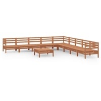 vidaXL 10-tlg Garten-Lounge-Set Massivholz Kiefer Honigbraun