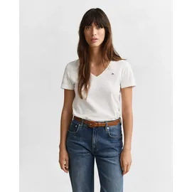 GANT Reg Shield Kurzarm-T-Shirt Mit V-ausschnitt White XS