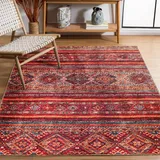 Netline Home - Teppich | Waschbarer Teppich | Rutschfest | Waschbarer Teppich für Küche, Schlafzimmer, Flur, Wohnzimmer | Teppich Orientalisch Designteppich | Kurzflor (Rot, 200x290), (NLOOMX1005)