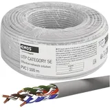 EMOS - UTP Netzwerkkabel CAT 5e, 100m, PVC - CAT5e-Patchkabel UTP - Cu-Draht- Gigabit LAN Kabel - ungeschirmtes Ethernet Kabel - für Innenbereich