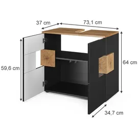 Vicco Waschtischunterschrank Eden 73 x 64 x 37 cm Grau