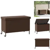 Gartentruhe Mit Rollen Braun 110x55x73 Cm Poly Rattan - Gartentruhe - Gartentruhen - Garten Auflagenbox - Auflagenbox