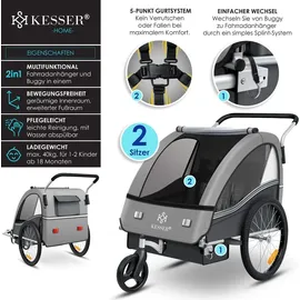 Kesser Kinderanhänger Sport-RX 2 in 1 Joggerfunktion helgrau