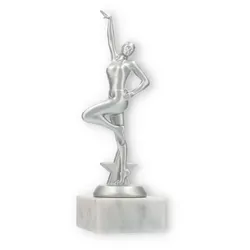 Pokal Kunststofffigur Jazz Dance silbermetallic auf weißem Marmorsockel 20,7cm