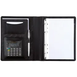 Ringbuchmappe ALASSIO "DIN A5, Benaco", Herren, schwarz, Lederimitat, Dokumentenmappen, mit Taschenrechner
