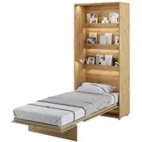 Schrankbett Bed Concept, Wandklappbett mit Lattenrost, V-Bett, Wandbett Bettschrank Schrank mit integriertem Klappbett Funktionsbett (BC-03, 90 x 200 cm, Artisan Eiche, Vertical)