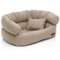 Juelle Hundebett - große Hunde Sofa Abnehmbarer Bezug Waschmaschine, flauschiges Bett, Hundesessel Santi S-XXL (Größe: L - 100x80cm, Beige)