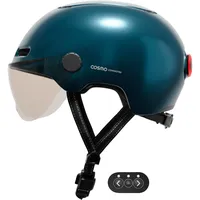 Cosmo Connected Cosmo Fusion Intelligenter Fahrrad-und Roller-Helm mit Visier, Metallic Blau, one Size