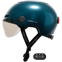 Cosmo Connected Cosmo Fusion Intelligenter Fahrrad-und Roller-Helm mit Visier, Metallic Blau, one Size