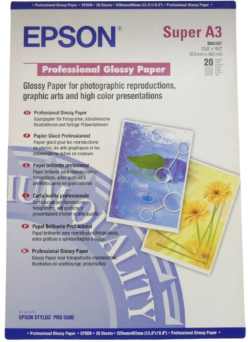 Epson Professional Glossy Paper S041457 Glanzpapier 329mm x 483mm 20 Blatt 21...