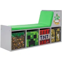 Phoenix Kindersitzbank Minecraft 119 x 60 x 35 cm Holzwerkstoff lackiert Grau/Grün