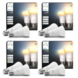 Philips Hue Bundle – 4 x Doppelpackungen White Ambiance 1100 A60 E27 Smart-Leuchtmittel (8 Glühbirnen), dimmbare LED, warmes bis kaltes Licht, App- und Sprachsteuerung, funktioniert mit Alexa, Google