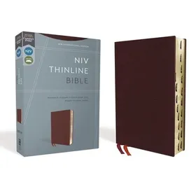Zondervan NIV, Thinline Bible, Bonded Leather, Burgundy, Indexed, Red Letter Edition