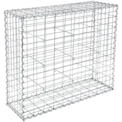 Gabione 100 x 80 x 30 cm, Steinkorb, mit 5 x 10 cm engmaschigem Gitter, aus verzinktem Stahl, robust, korrosionsbeständig, Steinmauer, silbern