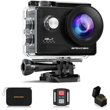 Apexcam M80Air Action Cam 4K60FPS 64MP Unterwasserkamera 40m Wasserdicht 8X Zoom WiFi Sportskamera 2.4G Fernbedienung 2x1350mAh Akkus mit Zubehör-Set