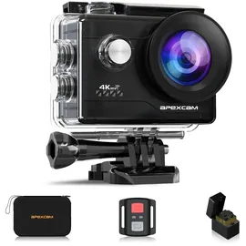 Apexcam M80Air Action Cam 4K60FPS 64MP Unterwasserkamera 40m Wasserdicht 8X Zoom WiFi Sportskamera 2.4G Fernbedienung 2x1350mAh Akkus mit Zubehör-Set