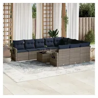 vidaXL Gartensofa-Set 11-tlg. grau