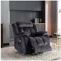 REDOM TV-Sessel (Massagesessel mit relaxfunktion, Fernsehsessel Elektrisch mit Aufstehhilfe und Liegefunktion), Liegestuhl mit Wärme- und Vibrationsfunktion grau
