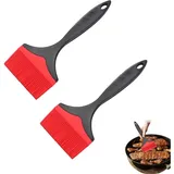 Ccykxa - 2 Stück extragroßer Silikon-Backpinsel, 10 cm breiter Silikon-Küchenpinsel, Backpinsel, hitzebeständiger Ölpinsel zum Kochen, Grillen (rot)