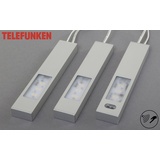 Telefunken LED Unterbauleuchten Thot 16 cm 3er Set, Sensor, aluminiumfarben