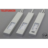 Telefunken LED Unterbauleuchten Thot 16 cm, 3er Set, Sensor, aluminiumfarben