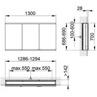 Keuco Spiegelschrank Royal Modular 2.0 1300x700x160mm, 1 SD, 1