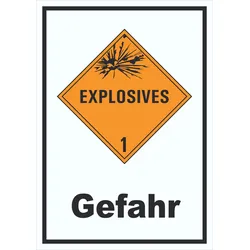 Schild Explosionsgefahr Gefahr Explosives hochkant A2 (420x594mm)